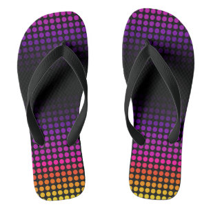 Geometric Ombre Sunset Pattern on Black Jandals