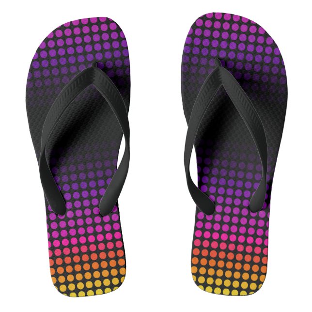 Geometric Ombre Sunset Pattern on Black Jandals (Footbed)