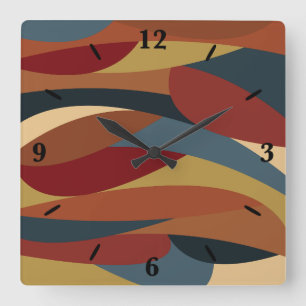 Geometric Opaque Stained Glass Style Abstract Square Wall Clock
