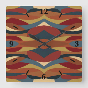 Geometric Opaque Stained Glass Style Abstract Square Wall Clock