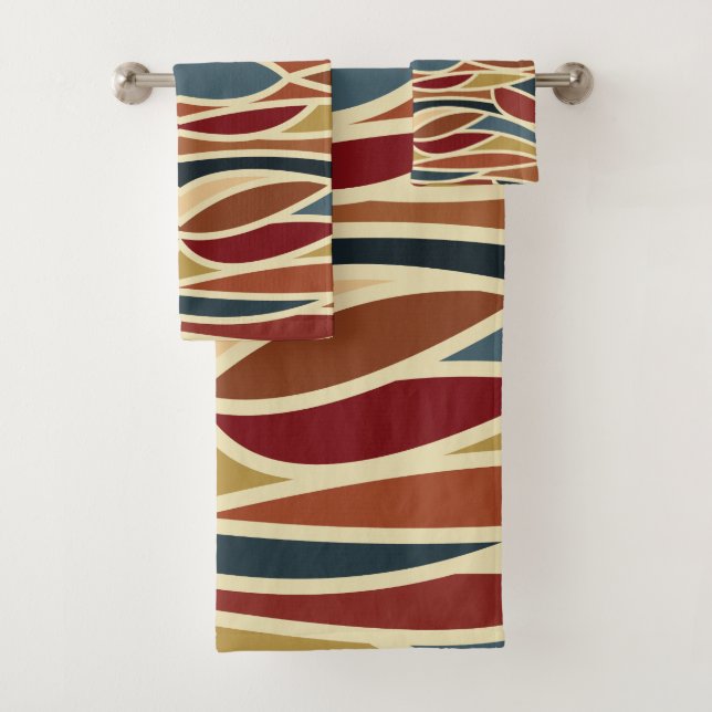 Geometric Opaque Stained Glass Style Design  Bath Towel Set (Insitu)