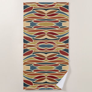 Geometric Opaque Stained Glass Style Design Beach Towel