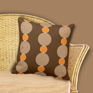 Geometric Orange Circle Row Pattern Cushion