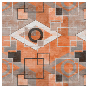 Geometric orange grey grunge stylish abstract fabric