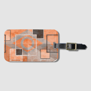 Geometric orange grey grunge stylish luggage tag