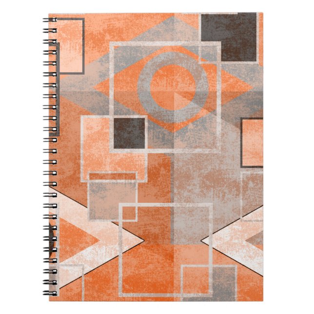Geometric orange grey grunge stylish notebook (Front)