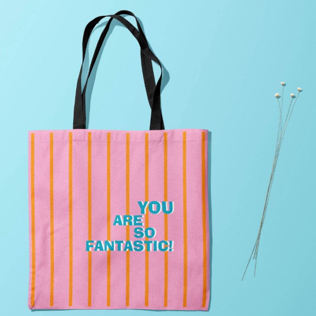 Geometric, Orange-Pink, Appreciative Message Tote Bag (Creator Uploaded)