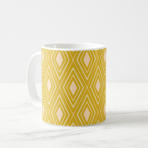Geometric ornament retro diamonds yellow mustard coffee mug