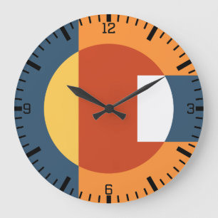 Geometric overlapping shapes - Retro style Large Clock