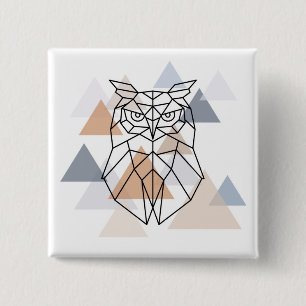 Geometric Owl Design 15 Cm Square Badge