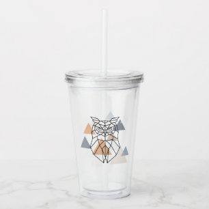 Geometric Owl Design Acrylic Tumbler