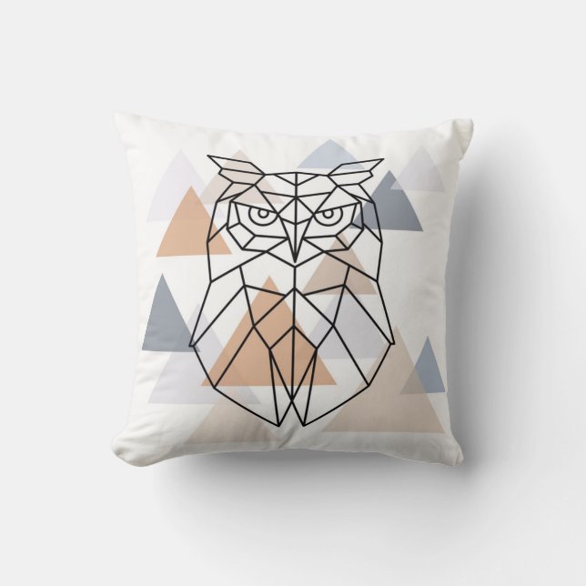 Geometric Owl Design Cushion (Front)