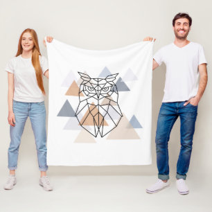 Geometric Owl Design Fleece Blanket