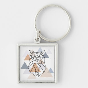 Geometric Owl Design Key Ring
