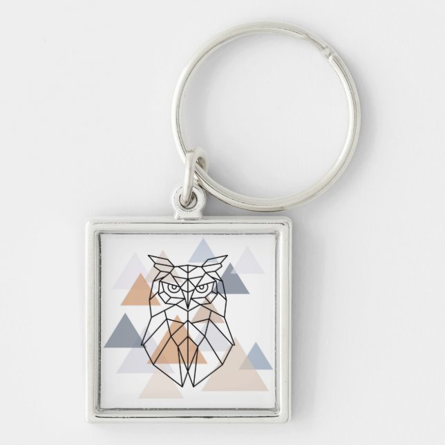 Geometric Owl Design Key Ring (Front)