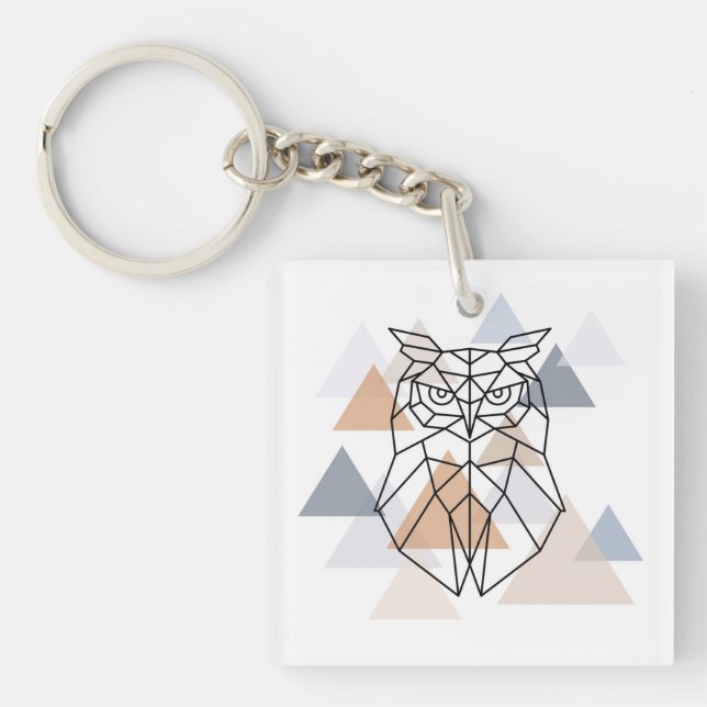 Geometric Owl Design Key Ring (Front)