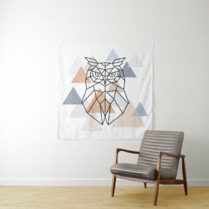 Geometric Owl Design Tapestry