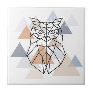 Geometric Owl Design Tile