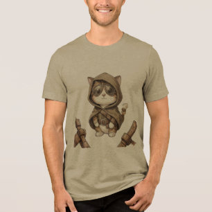 Geometric Owl Illustration Line Art T-Shirt Tri-Blend Shirt