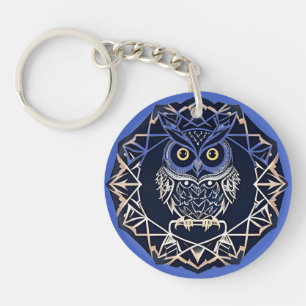 🦉 Geometric Owl Pattern Art Charm 🦉 Key Ring