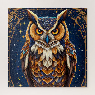 Geometric owl with vibrant colours jigsaw puzzle