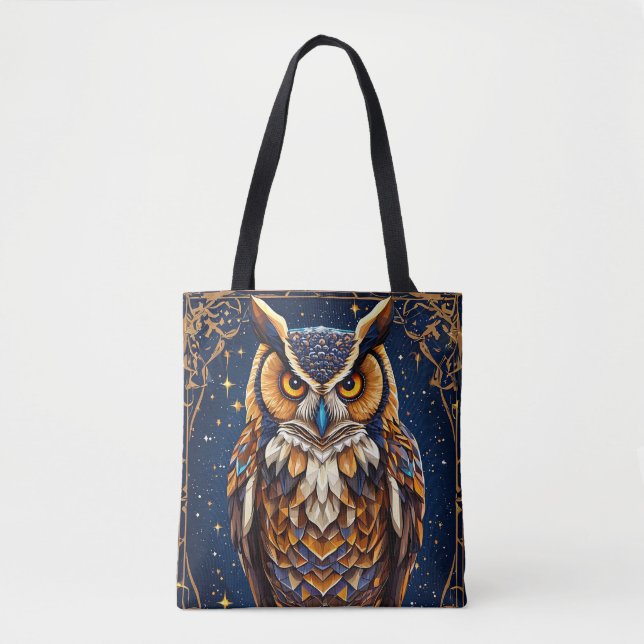 Geometric owl with vibrant colours tote bag (Front)