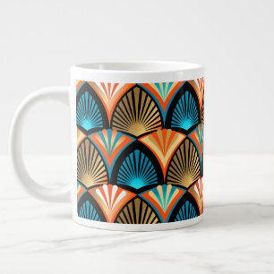Geometric palm leaves golden pattern in Art Deco Large Coffee Mug