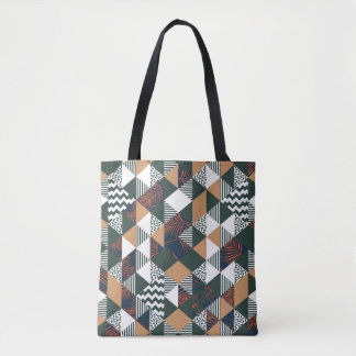 Geometric palm leaves, trendy pattern tote bag