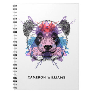 Geometric Panda Bear   Add Your Name Notebook