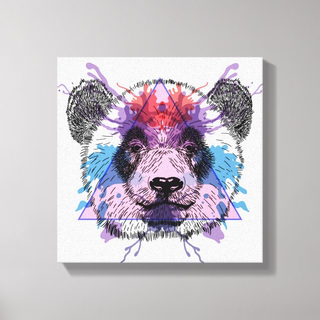 Geometric Panda Bear Canvas Print (Front)