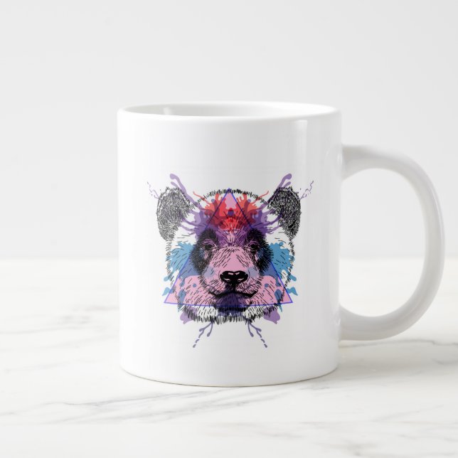 Geometric Panda Bear Large Coffee Mug (Right)