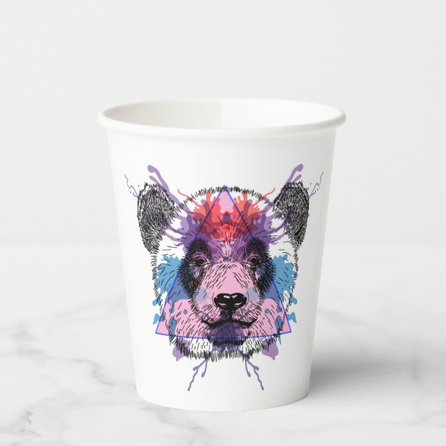 Geometric Panda Bear Paper Cups (Left)