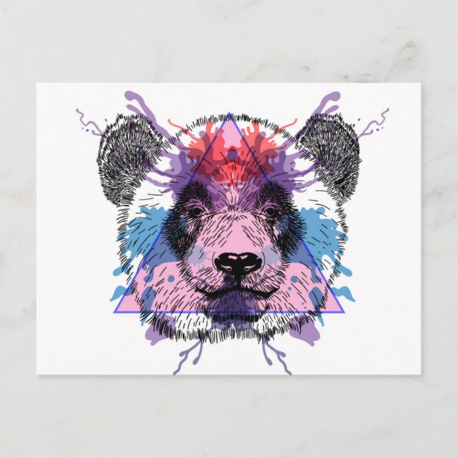 Geometric Panda Bear Postcard (Front)
