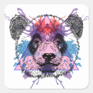 Geometric Panda Bear Square Sticker