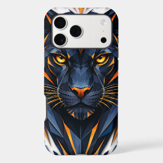 Geometric Panther Dark Blue & Orange Polygonal