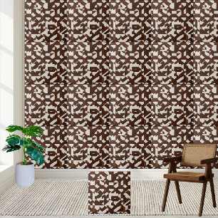 Geometric Parquet Brown and White Pattern Tile