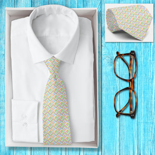Geometric Pastel Abstract Diamond Spring Pattern Tie