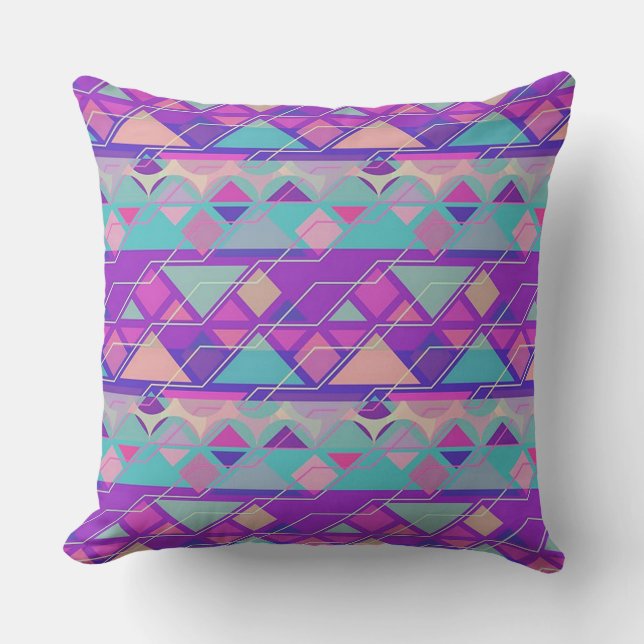 Geometric Pastel Abstract Pattern Cushion (Front)