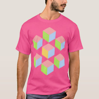 Geometric Pastel Isometric Optical Illusion Cube T-Shirt