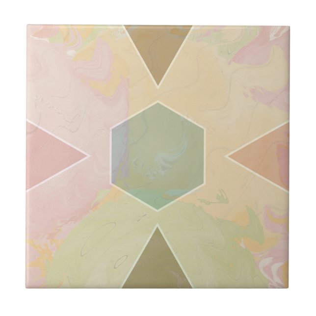 Geometric Pastel Marble Beige Tile (Front)