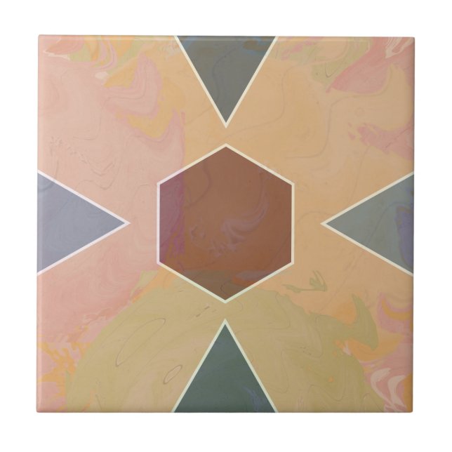Geometric Pastel Marble Earthy Tile (Front)