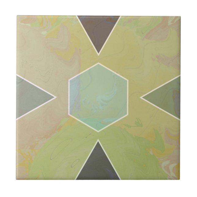 Geometric Pastel Marble Olive Green Tile (Front)