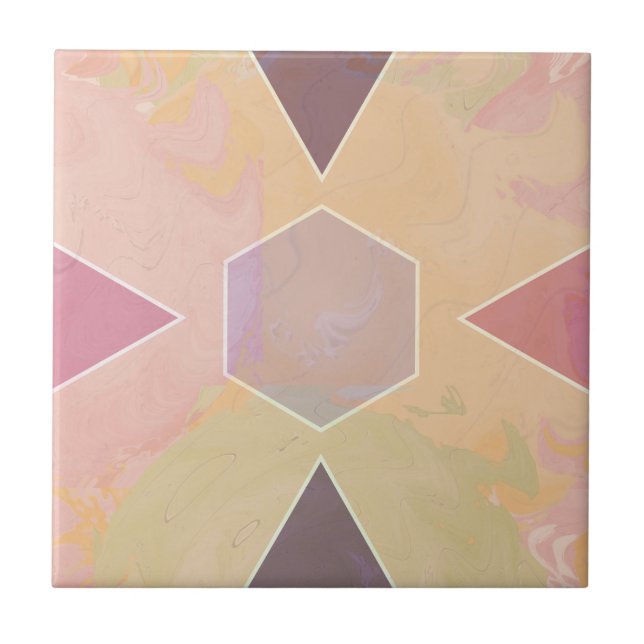 Geometric Pastel Marble Peach Tile (Front)