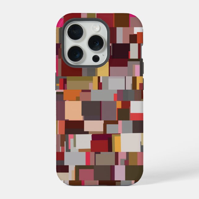 Geometric Patchwork Abstract Mosaic Pattern iPhone Case (Back)