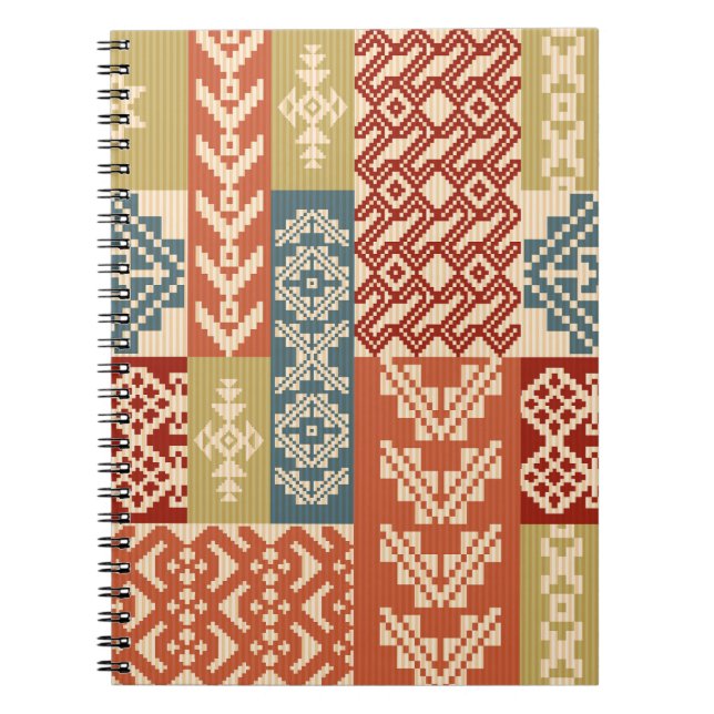 Geometric Patchwork Ethnic Seamless Pattern Notebook (Front)
