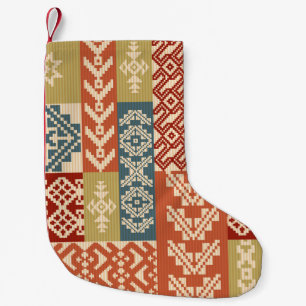 Geometric Patchwork Ethnic Seamless Pattern Small Christmas Stocking