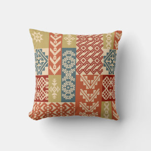 Geometric patchwork ornamental ethnic pattern cushion