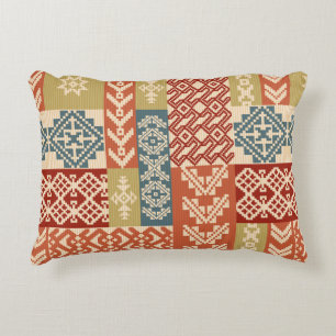 Geometric patchwork ornamental ethnic pattern decorative cushion