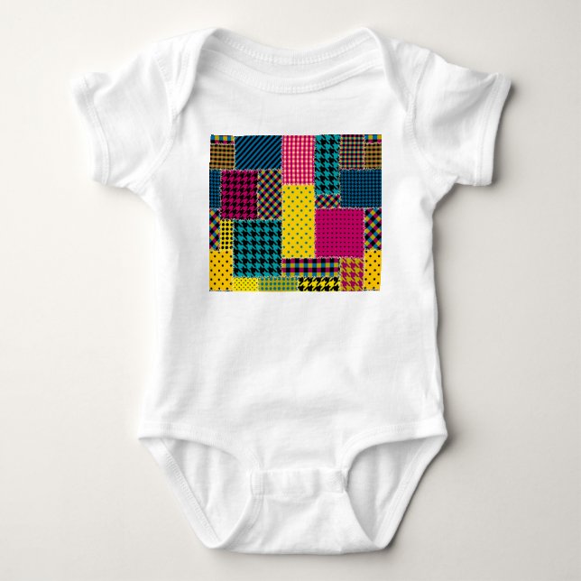 Geometric Patchwork: Rectangle Seamless Background Baby Bodysuit (Front)