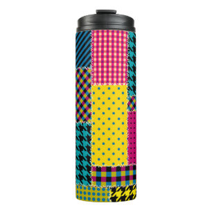 Geometric Patchwork: Rectangle Seamless Background Thermal Tumbler